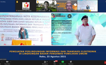 BAWASLU BOALEMO SAKSIKAN MOU BAWASLU RI DAN BSSN RI SECARA VIRTUAL